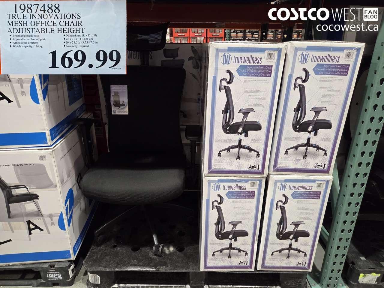 1987488 TRUE INNOVATIONS MESH OFFICE CHAIR ADJUSTABLE HEIGHT $169.99