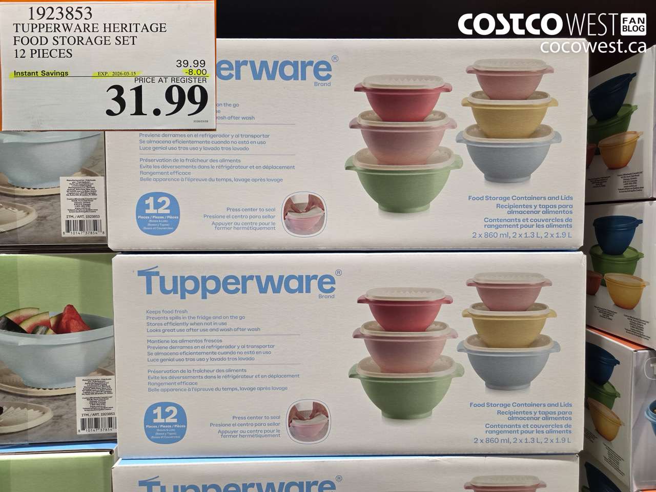1923853 TUPPERWARE HERITAGE FOOD STORAGE SET 12 PIECES ($8.00 INSTANT SAVINGS EXPIRES ON 2026-03-15) $31.99