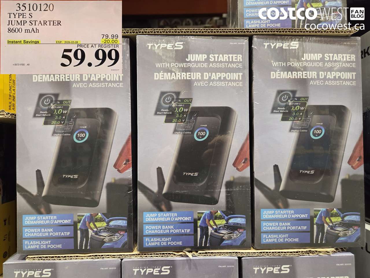 3510120 TYPE S JUMP STARTER 8600 MAH ($20.00 INSTANT SAVINGS EXPIRES ON 2026-03-08) $59.99