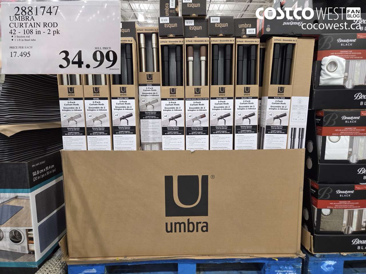 2881747 UMBRA CURTAIN ROD 42 - 108 IN - 2 PK $34.99