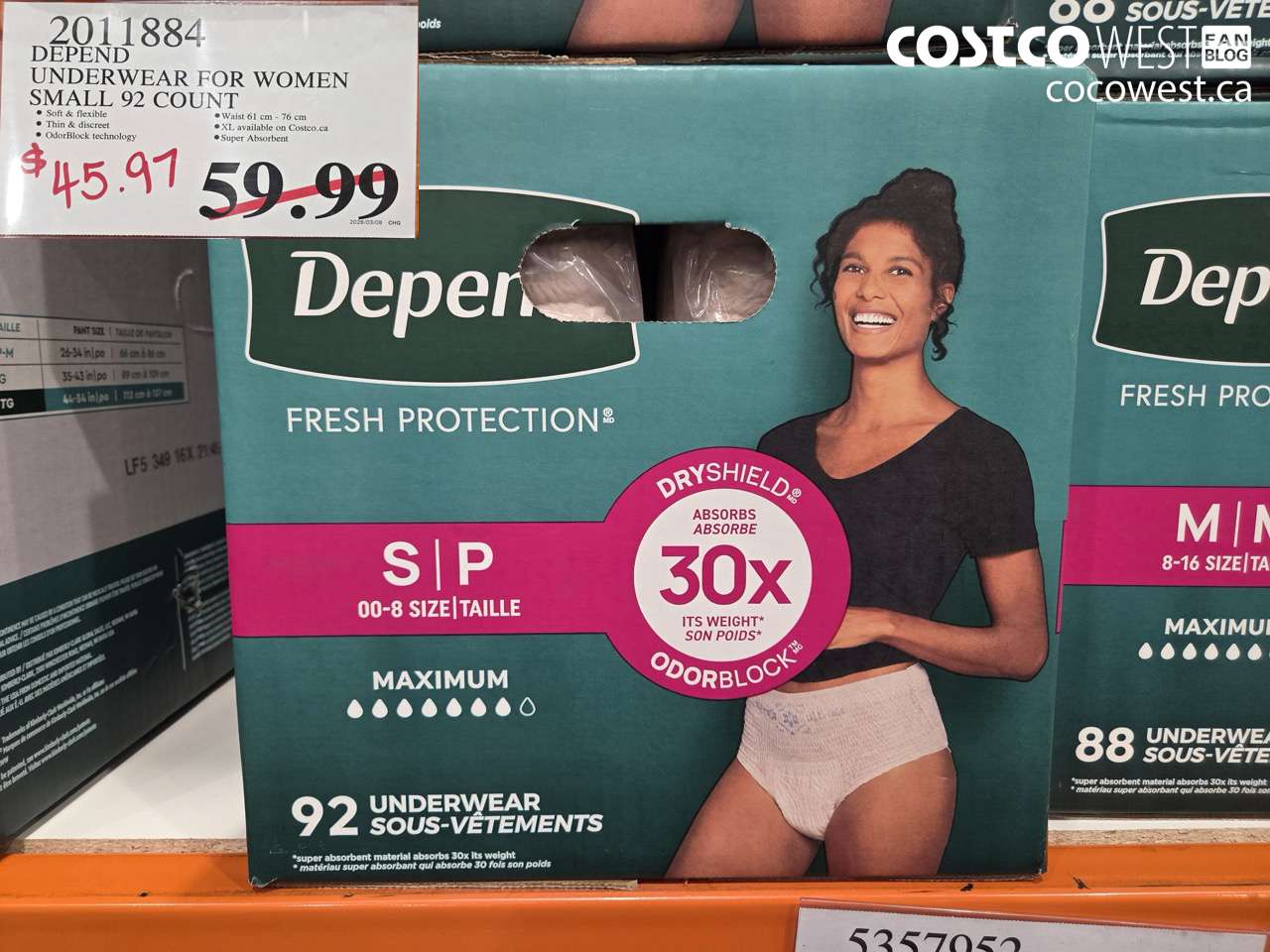 2011884 UNDERWEAR FOR WOMEN SMALL 92 COUNT $45.97