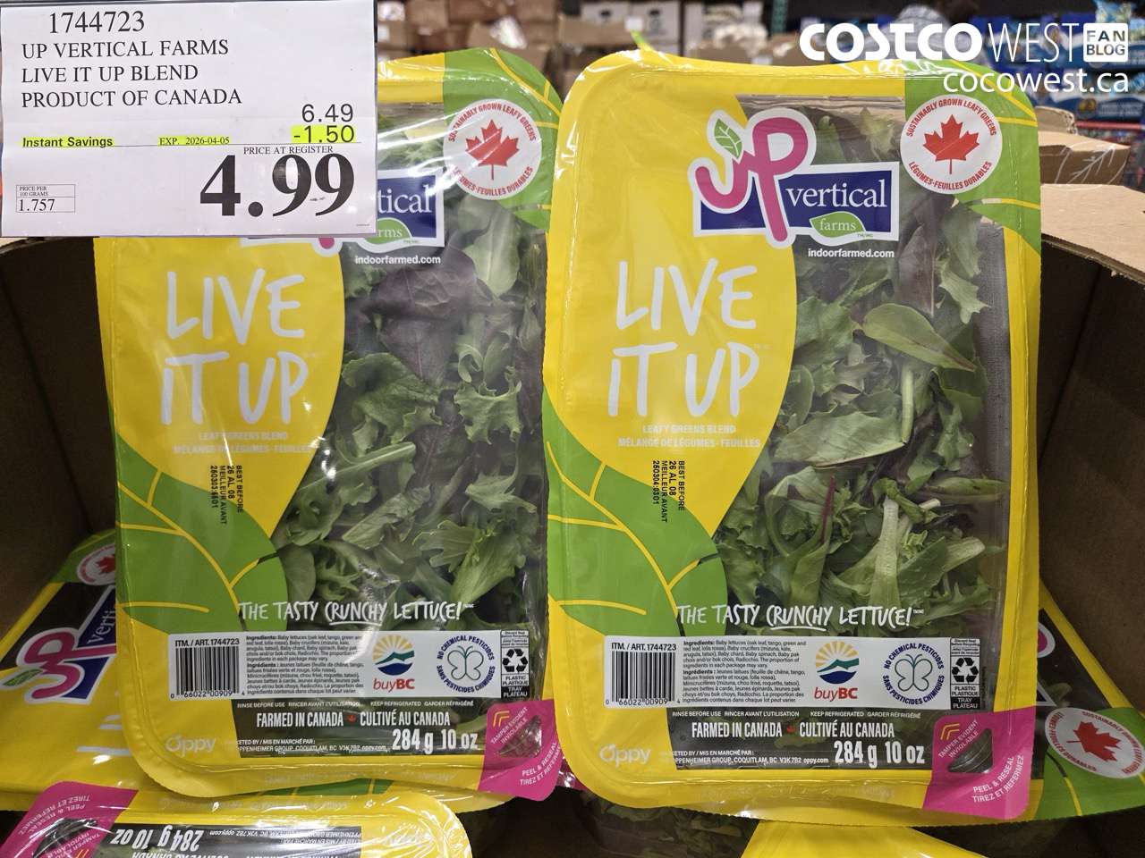 1744723 UP VERTICAL FARMS LIVE IT UP BLEND PRODUCT OF CANADA ($1.50 INSTANT SAVINGS EXPIRES ON 2026-04-05) $4.99