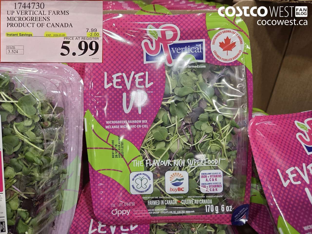 1744730 UP VERTICAL FARMS MICROGREENS PRODUCT OF CANADA ($2.00 INSTANT SAVINGS EXPIRES ON 2026-03-09) $5.99