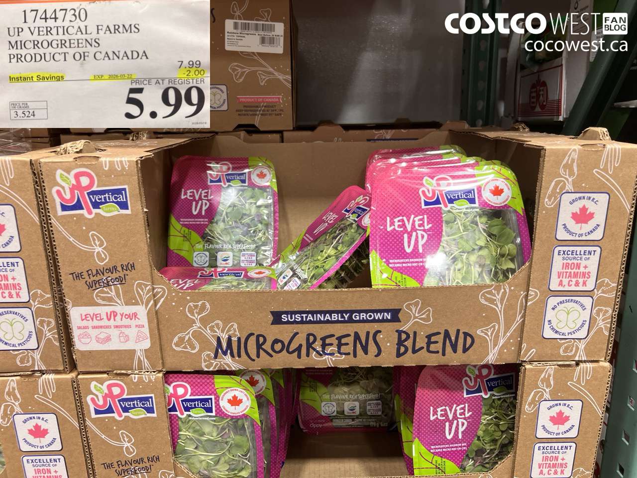 1744730 UP VERTICAL FARMS MICROGREENS PRODUCT OF CANADA ($2.00 INSTANT SAVINGS EXPIRES ON 2026-03-22) $5.99