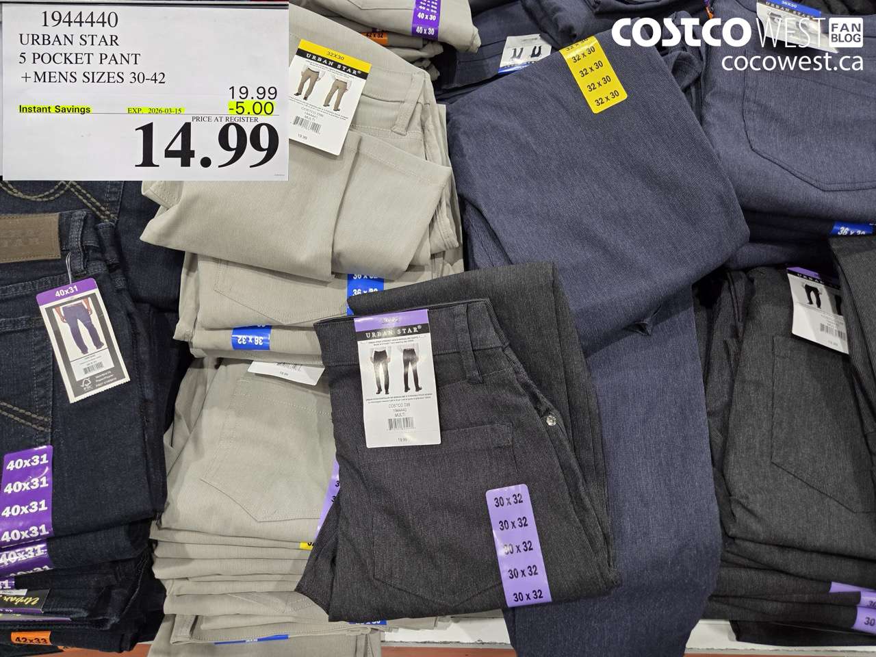 1944440 URBAN STAR 5 POCKET PANT ($5.00 INSTANT SAVINGS EXPIRES ON 2026-03-15) $14.99