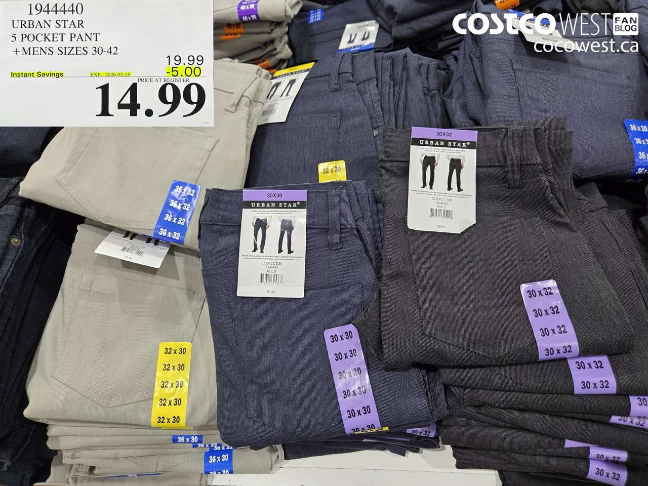 1944440 URBAN STAR 5 POCKET PANT + MENS SIZES 30-42 ($5.00 INSTANT SAVINGS EXPIRES ON 2026-03-15) $14.99