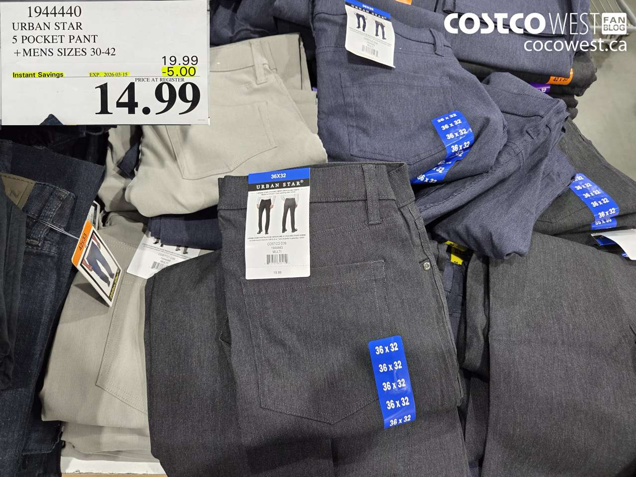 194440 URBAN STAR 5 POCKET PANT + MENS SIZES 30-42 ($5.00 INSTANT SAVINGS EXPIRES ON 2026-03-15) $14.99