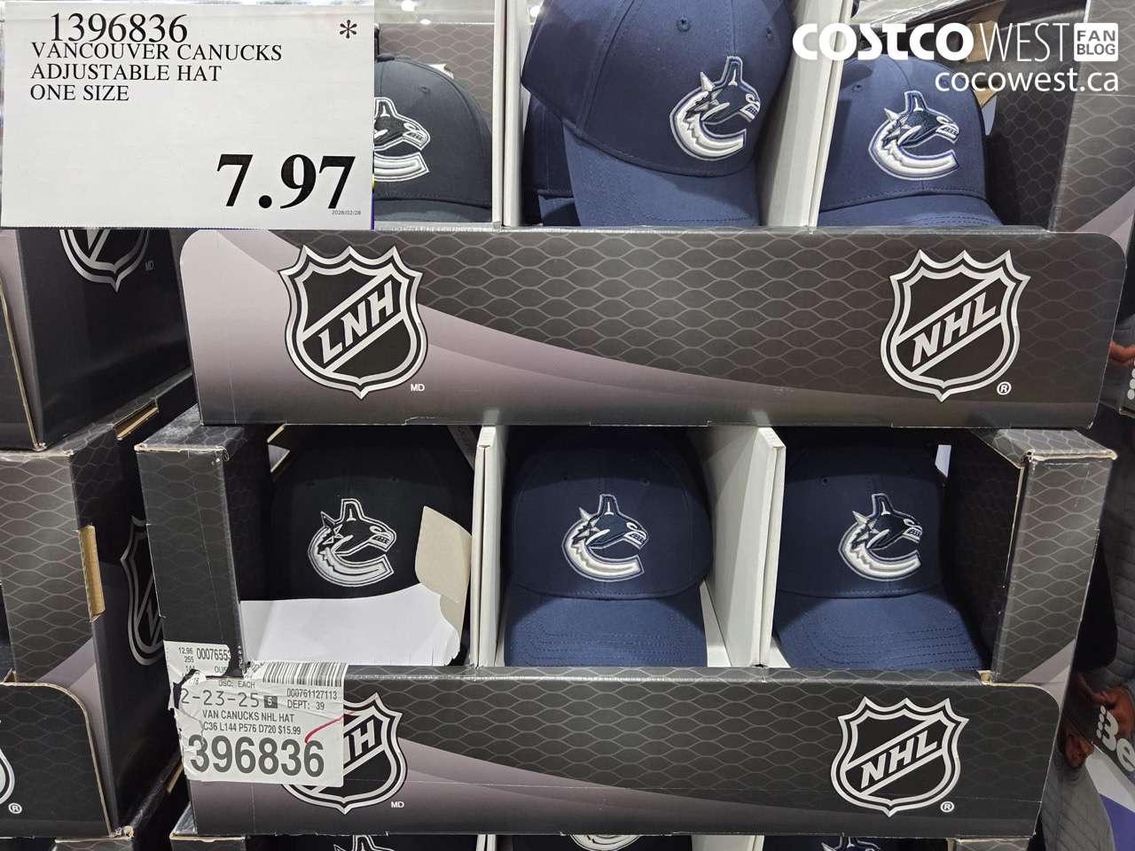 1396836 VANCOUVER CANUCKS ADJUSTABLE HAT ONE SIZE $7.97