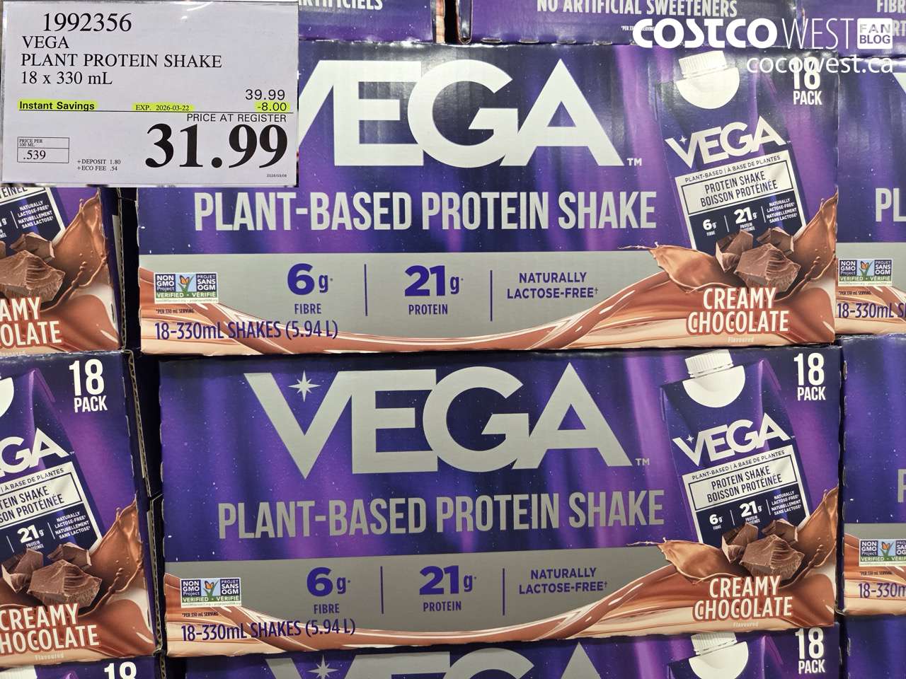 1992356 VEGA PLANT PROTEIN SHAKE 18 X 330 ML ($8.00 INSTANT SAVINGS EXPIRES ON 2026-03-22) $31.99