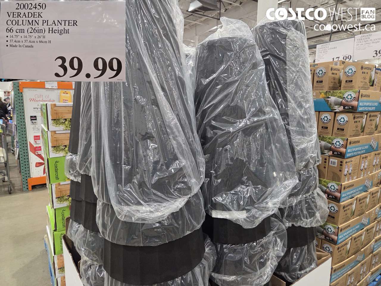 2002450 VERADEK COLUMN PLANTER 66 CM (26IN) HEIGHT $39.99