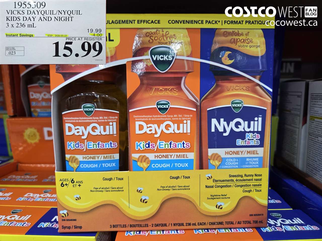 1955509 VICKS DAYQUIL/NYQUIL KIDS DAY AND NIGHT 3 X 236 ML ($4.00 INSTANT SAVINGS EXPIRES ON 2026-03-15) $15.99