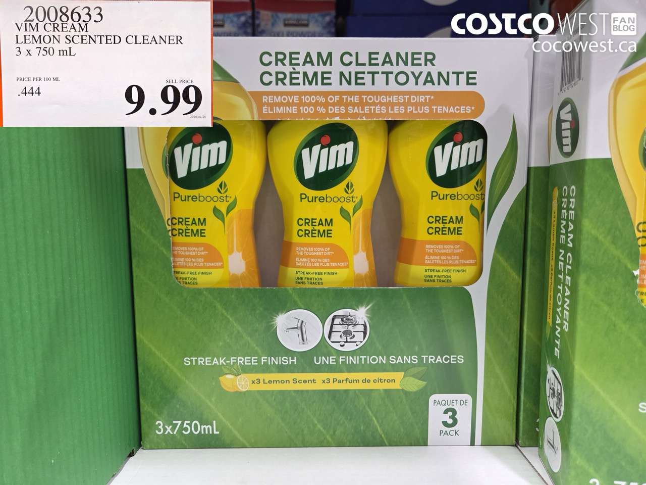 2008633 VIM CREAM LEMON SCENTED CLEANER 3 X 750 ML $9.99