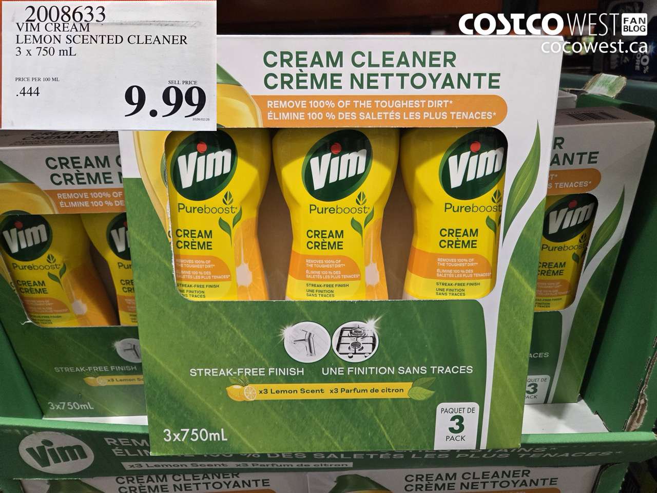 2008633 VIM CREAM LEMON SCENTED CLEANER 3 X 750 ML $9.99