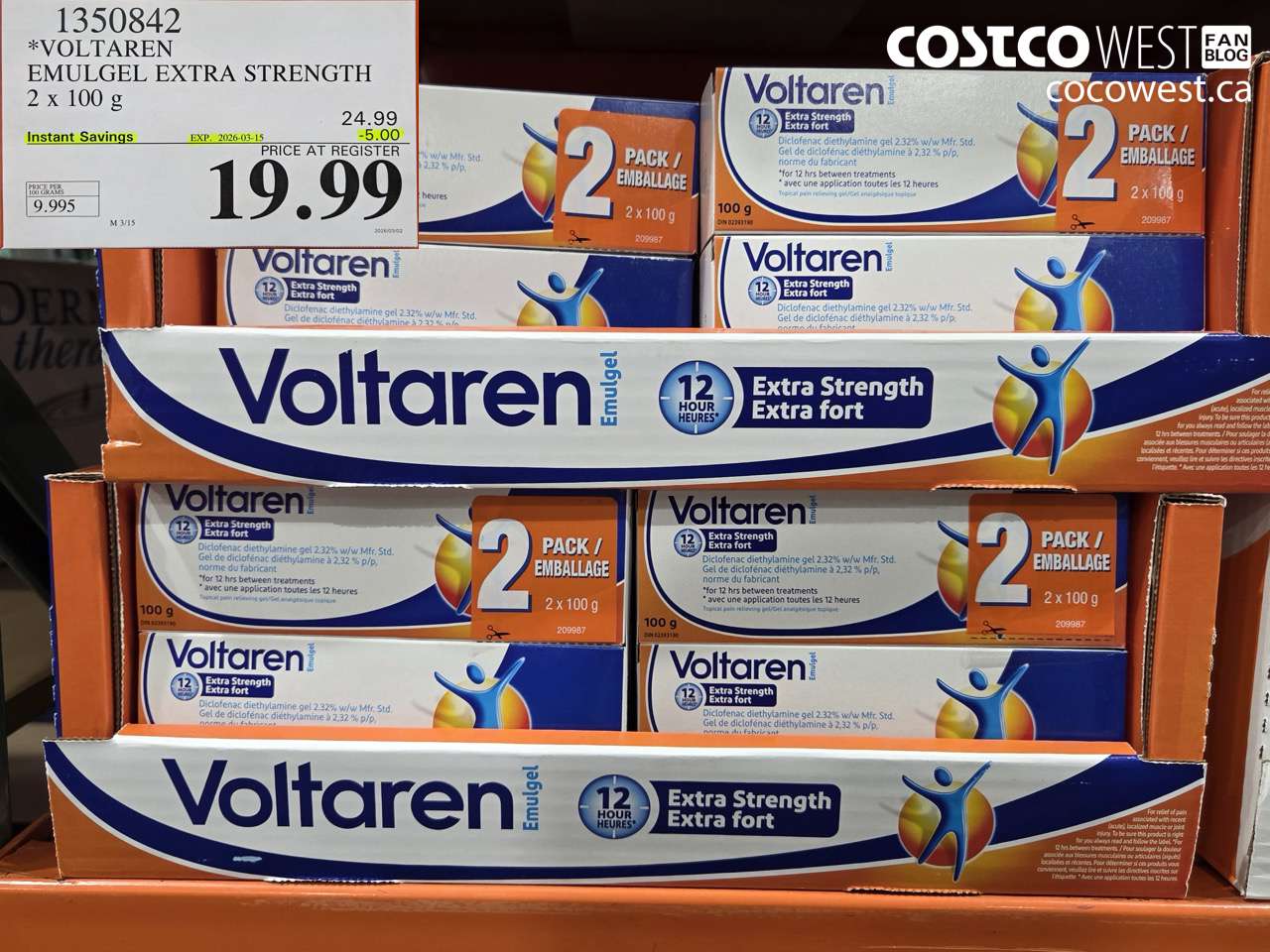 1350842 VOLTAREN EMULGEL EXTRA STRENGTH 2 X 100G ($5.00 INSTANT SAVINGS EXPIRES ON 2026-03-15) $19.99