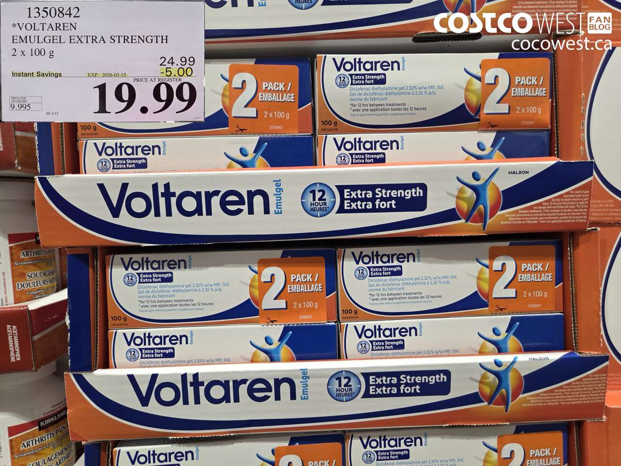 1350842 VOLTAREN EMULGEL EXTRA STRENGTH 2 X 100G ($5.00 INSTANT SAVINGS EXPIRES ON 2026-03-15) $19.99