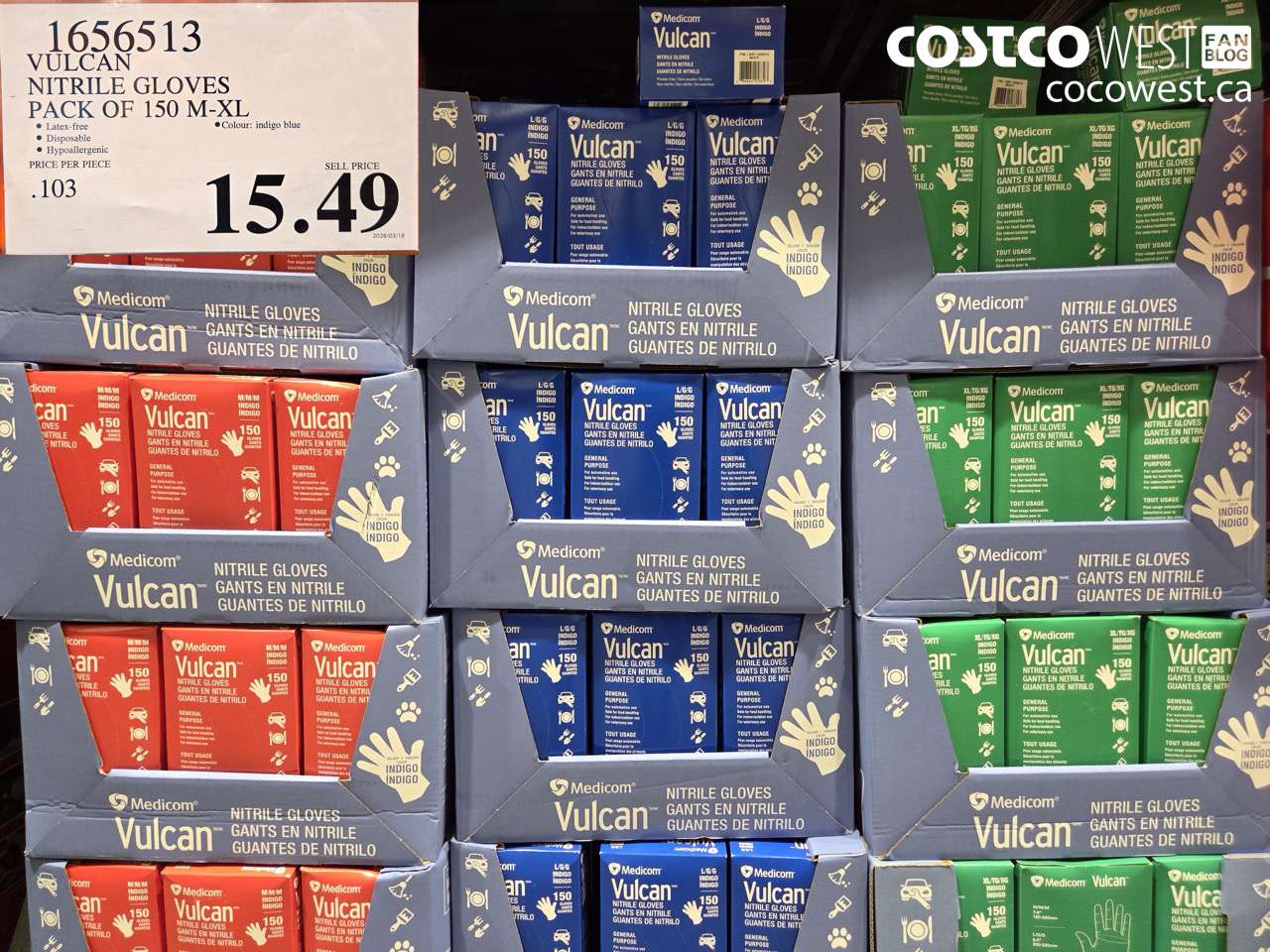 1656513 VULCAN NITRILE GLOVES PACK OF 150 M-XL $15.49