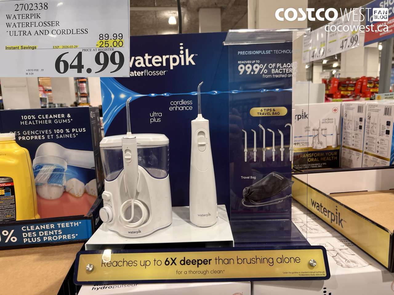2702338 WATERPIK WATERFLOSER ULTRA AND CORDLESS ($25.00 INSTANT SAVINGS EXPIRES ON 2026-03-29) $64.99