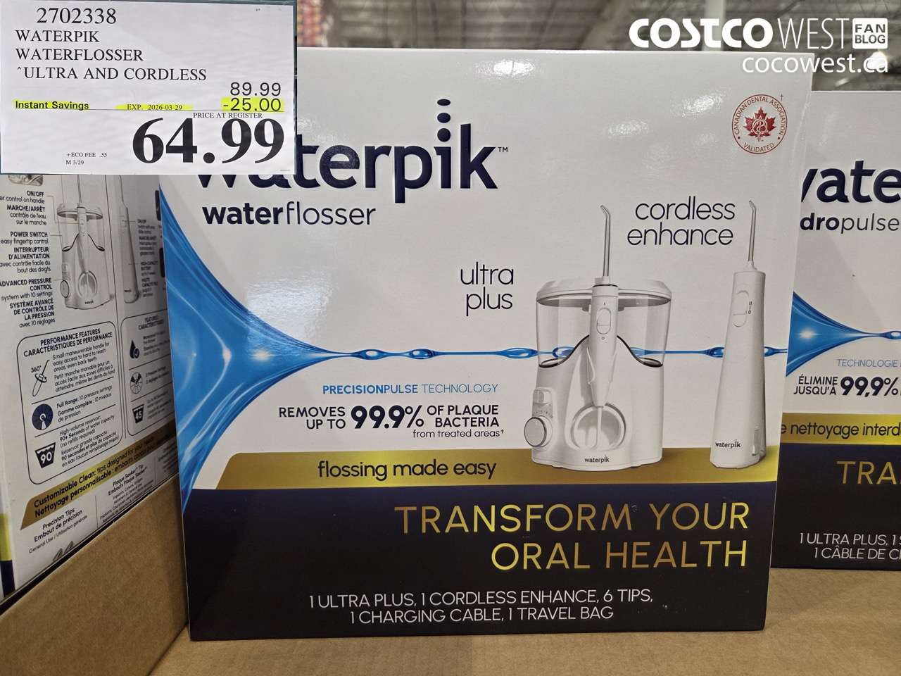 2702338 WATERPIK WATERFLOSER ULTRA AND CORDLESS ($25.00 INSTANT SAVINGS EXPIRES ON 2026-03-29) $64.99
