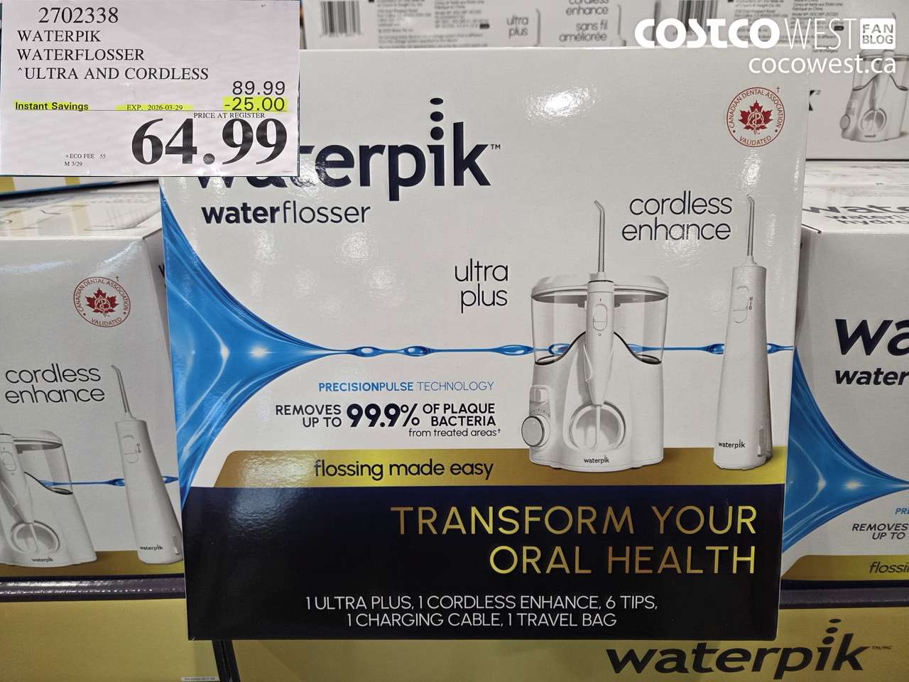 2702338 WATERPIK WATERFLOSSER ULTRA AND CORDLESS ($25.00 INSTANT SAVINGS EXPIRES ON 2026-03-29) $64.99
