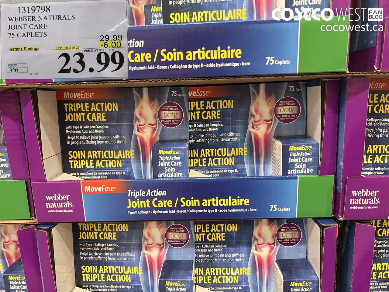 1319798 WEBBER NATURALS JOINT CARE 75 CAPLETS ($6.00 INSTANT SAVINGS EXPIRES ON 2026-03-29) $23.99