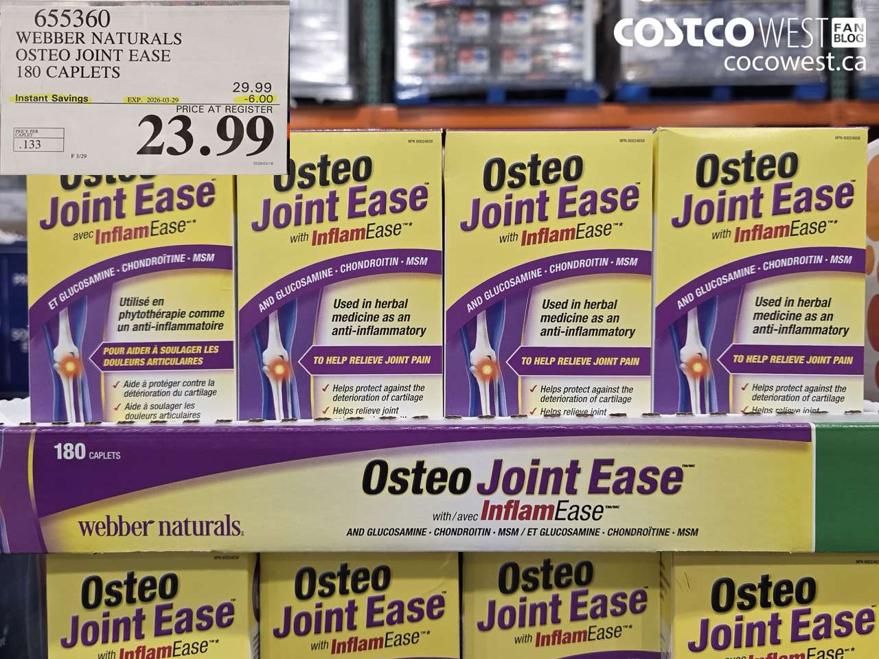 655360 WEBBER NATURALS OSTEO JOINT EASE 180 CAPLETS ($6.00 INSTANT SAVINGS EXPIRES ON 2026-03-29) $23.99