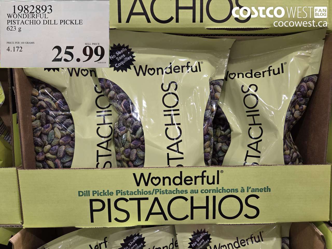 1982893 WONDERFUL PISTACHIO DILL PICKLE 623G $25.99