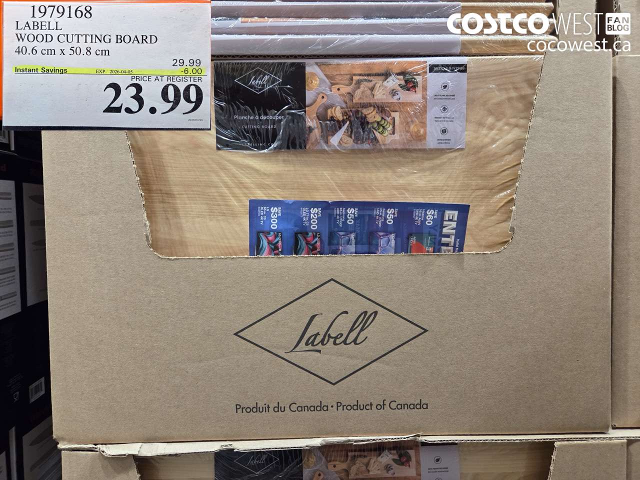 1979168 WOOD CUTTING BOARD 40.6 CM X 50.8 CM ($6.00 INSTANT SAVINGS EXPIRES ON 2026-04-05) $23.99