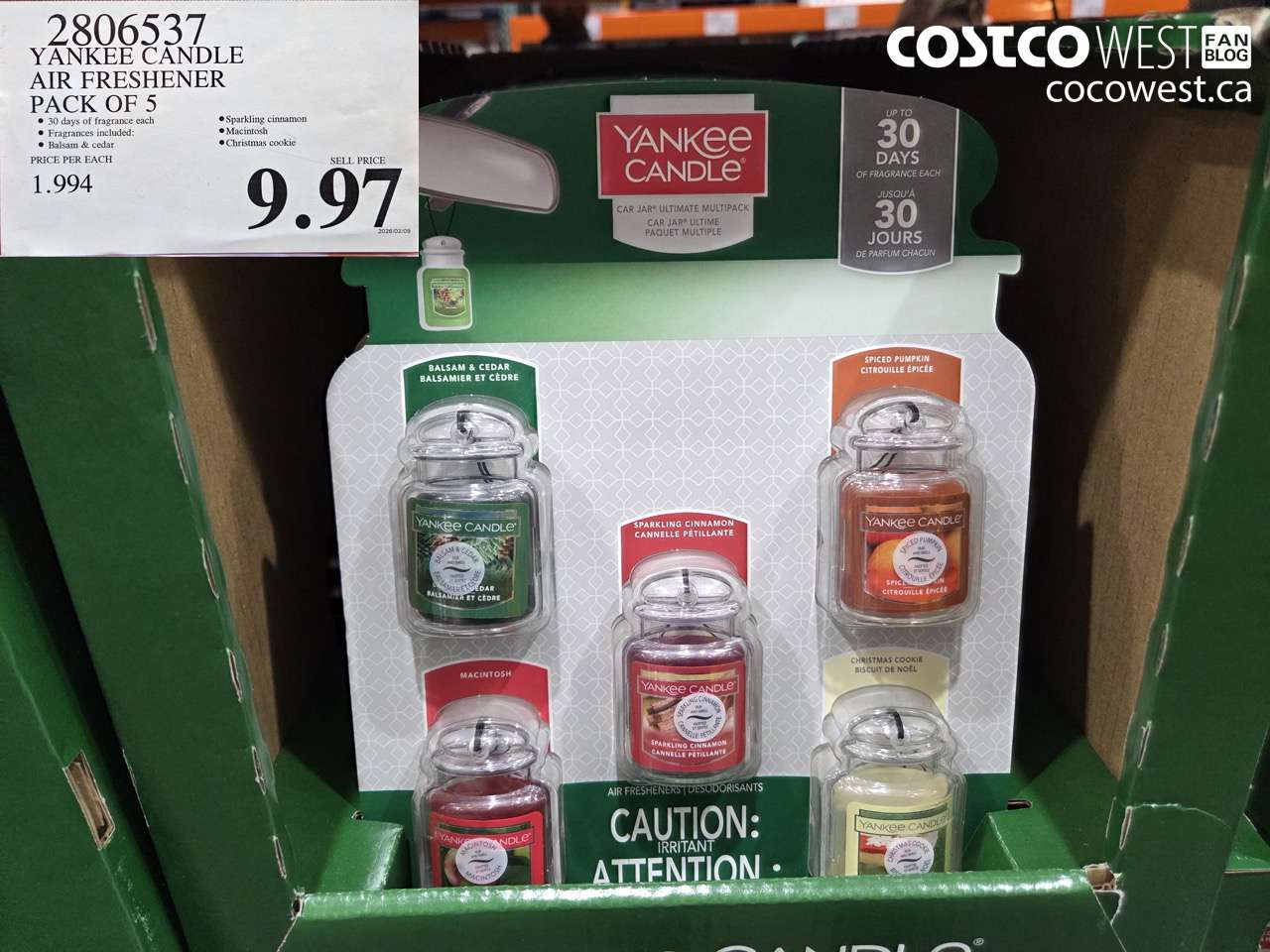 2806537 YANKEE CANDLE AIR FRESHENER PACK OF 5 $9.97