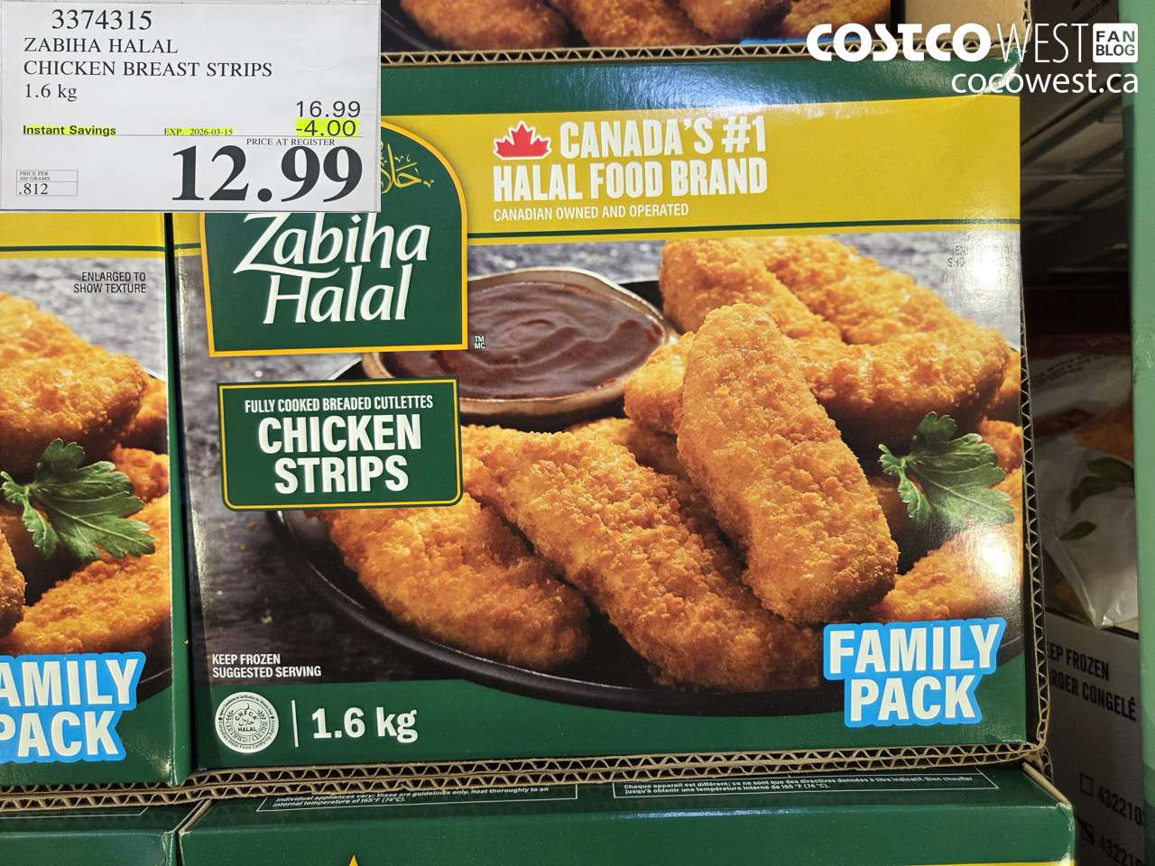 3374315 ZABIHA HALAL CHICKEN BREAST STRIPS 1.6 KG ($4.00 INSTANT SAVINGS EXPIRES ON 2026-03-15) $12.99