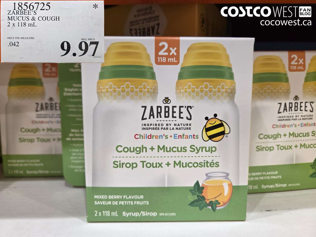 1856725 ZARBEE'S MUCUS & COUGH 2 X 118ML $9.97
