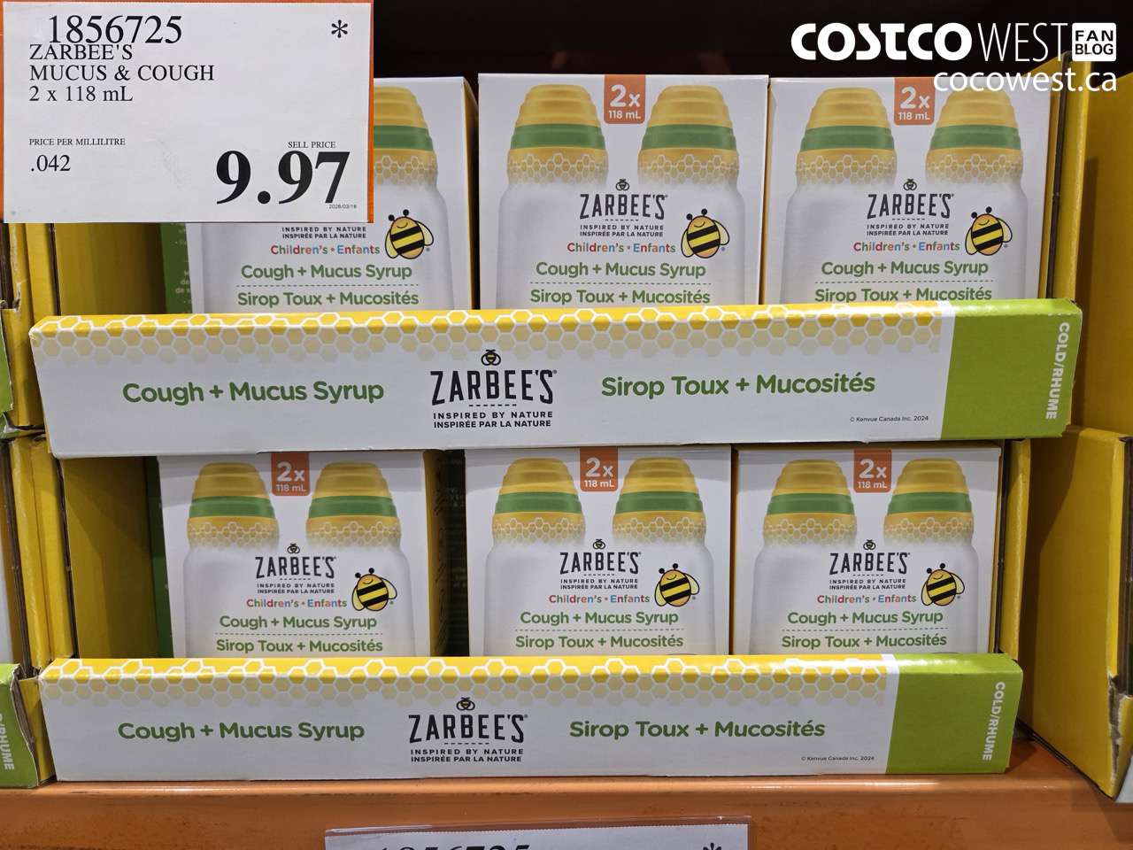 1856725 ZARBEE'S MUCUS & COUGH 2 X 118 ML $9.97