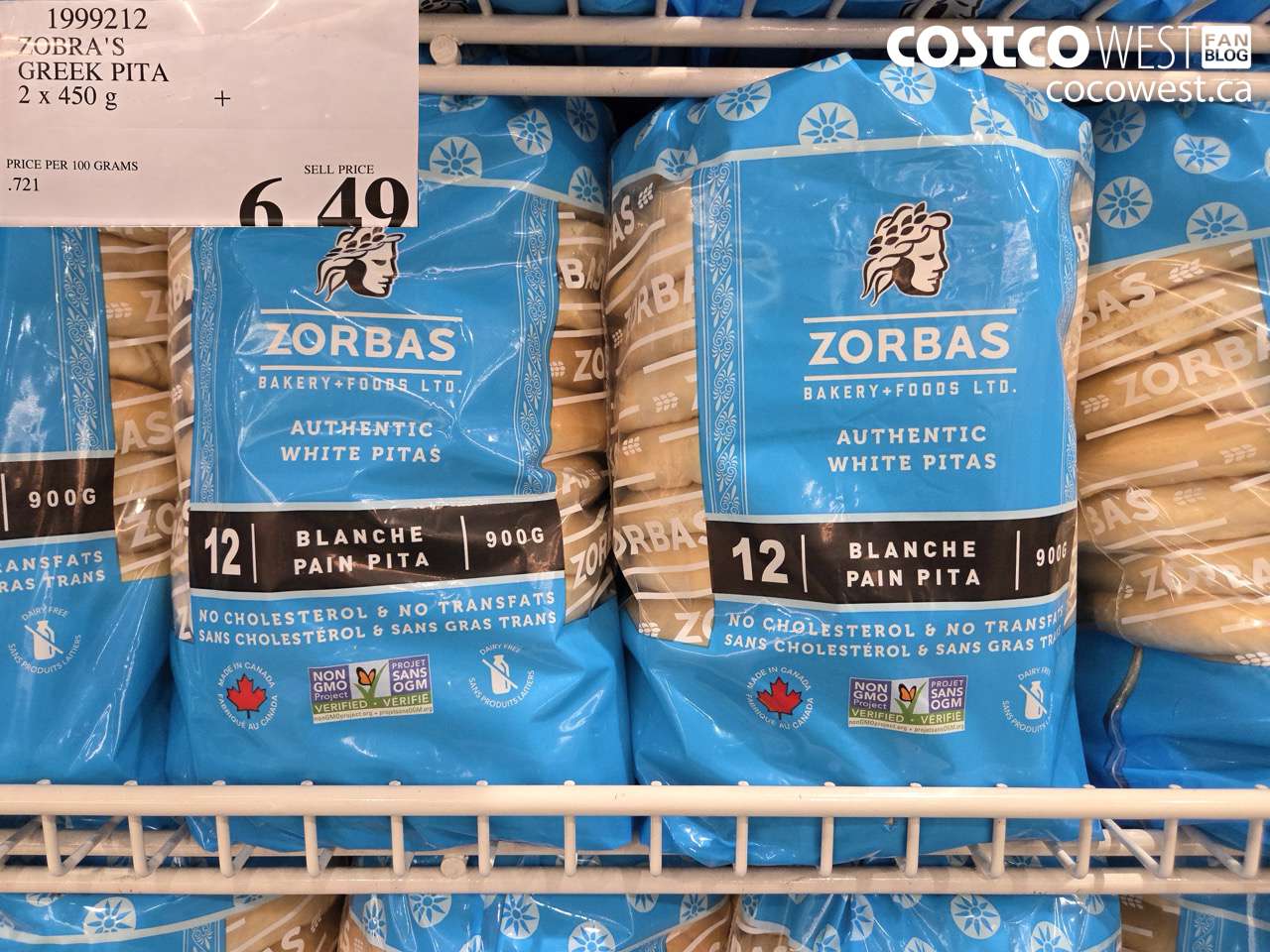 1999212 ZOBRA'S GREEK PITA 2 X 450 G $6.49