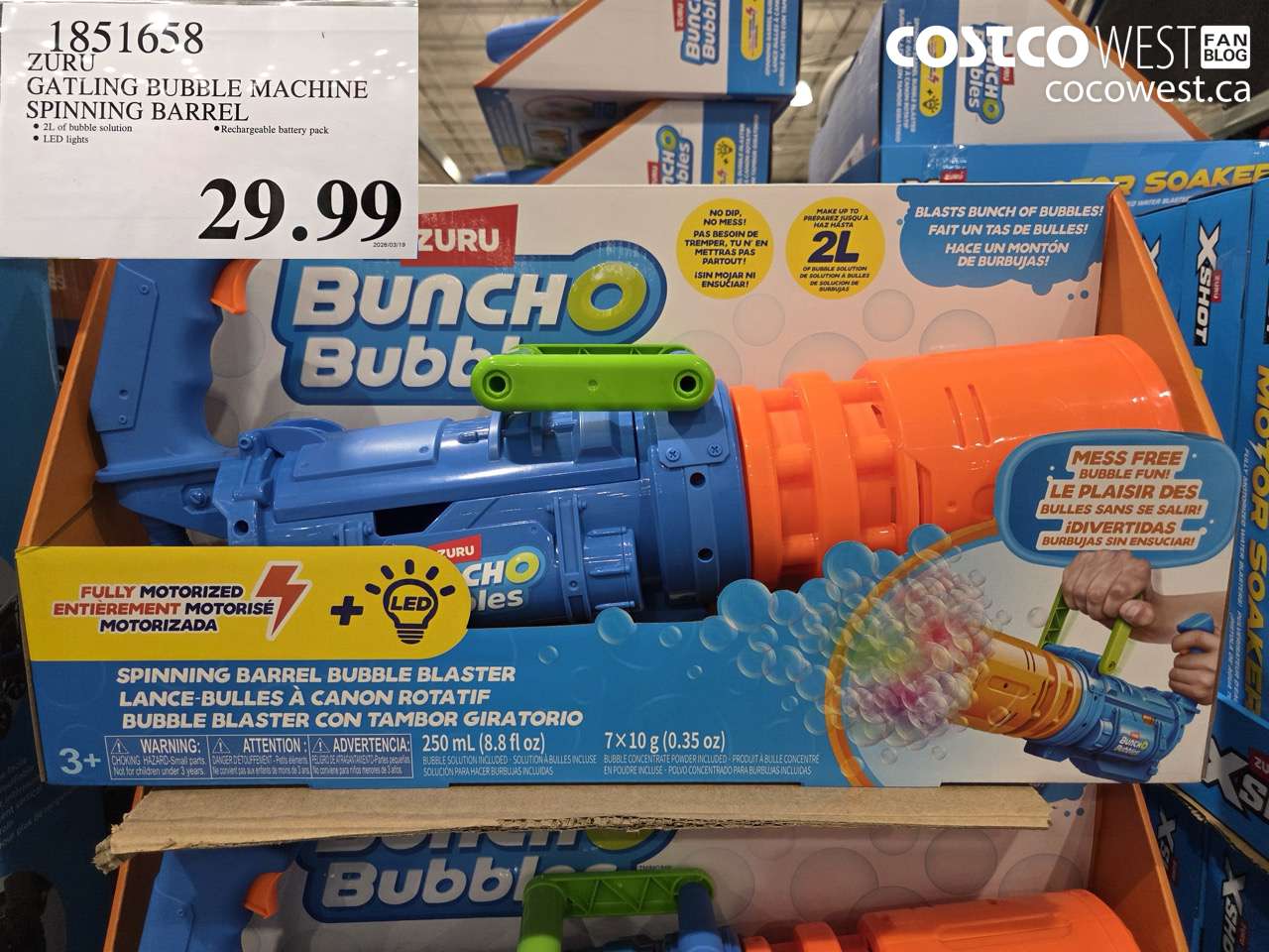 1851658 ZURU GATLING BUBBLE MACHINE SPINNING BARREL $29.99