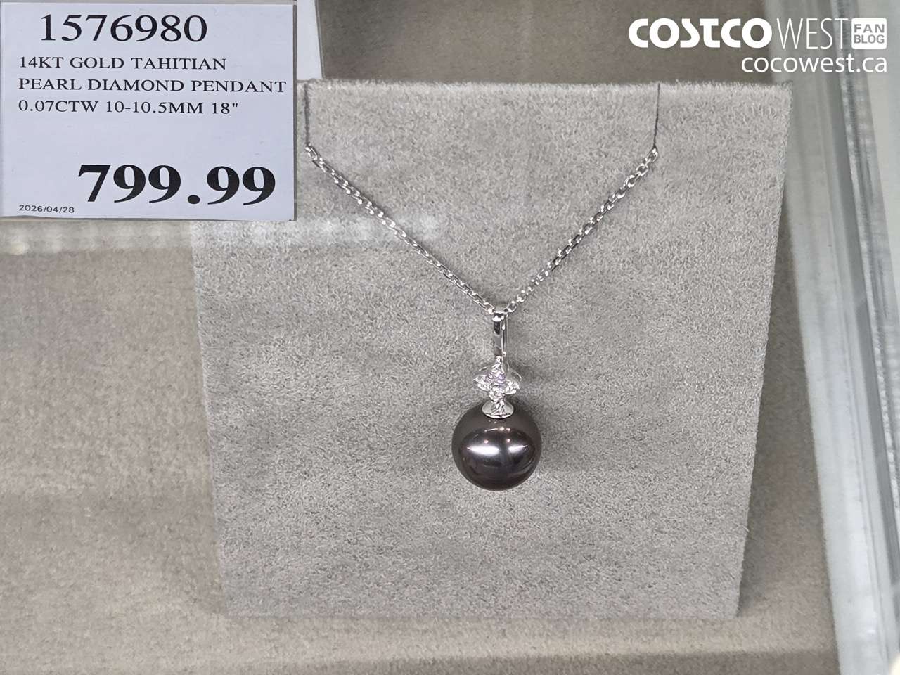 1576980 14KT GOLD TAHTHIAN PEARL DIAMOND PENDANT 0.70CTW 10-10.5MM 18