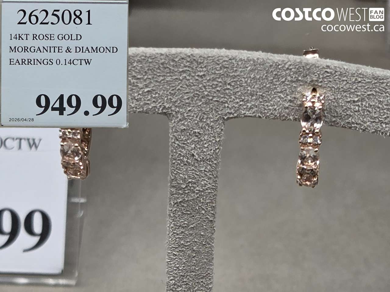 2025081 14KT ROSE GOLD MORGANITE & DIAMOND EARRINGS 0.14CTW $949.99