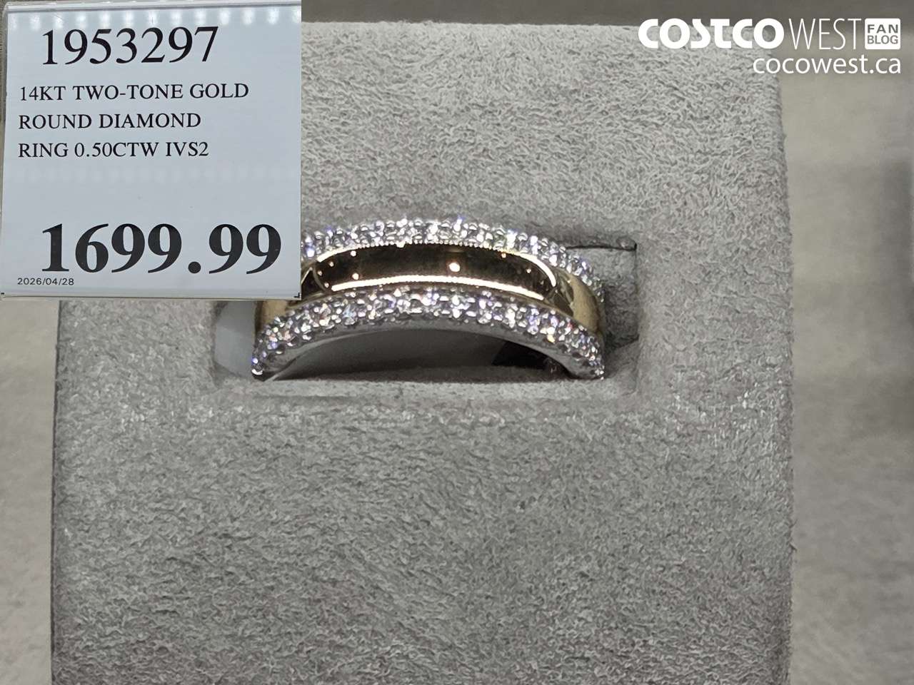 1953297 14KT TWO-TONE GOLD ROUND DIAMOND RING 0.50CTW IVS2 $1699.99