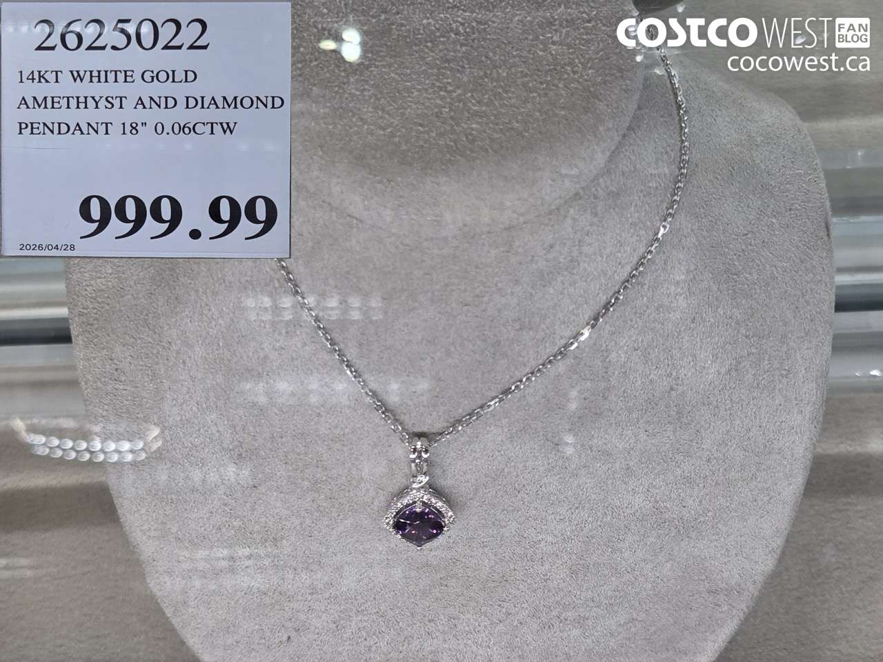 2025022 14KT WHITE GOLD AMETHYST AND DIAMOND PENDANT 18