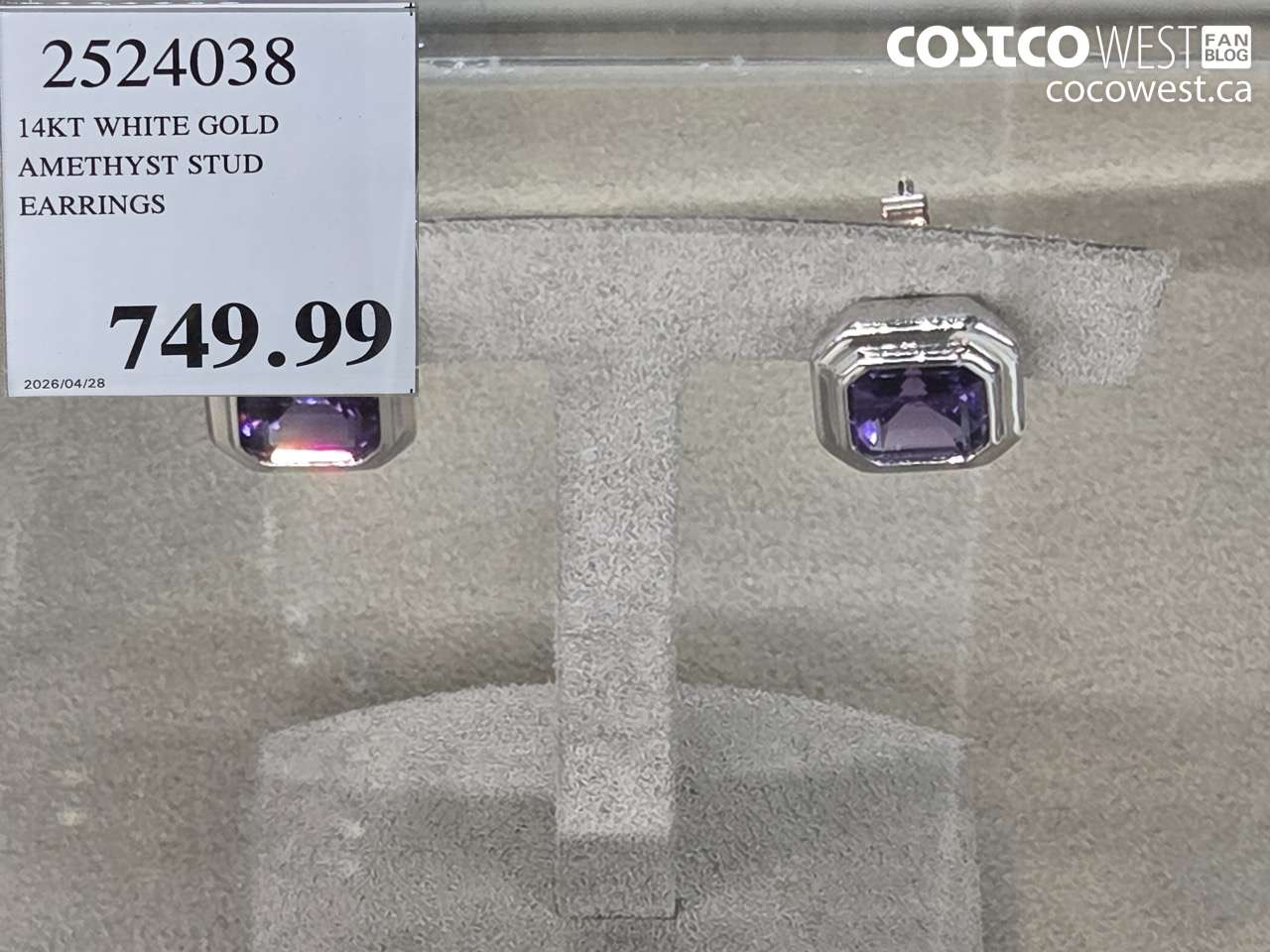 2524038 14KT WHITE GOLD AMETHYST STUD EARRINGS $749.99