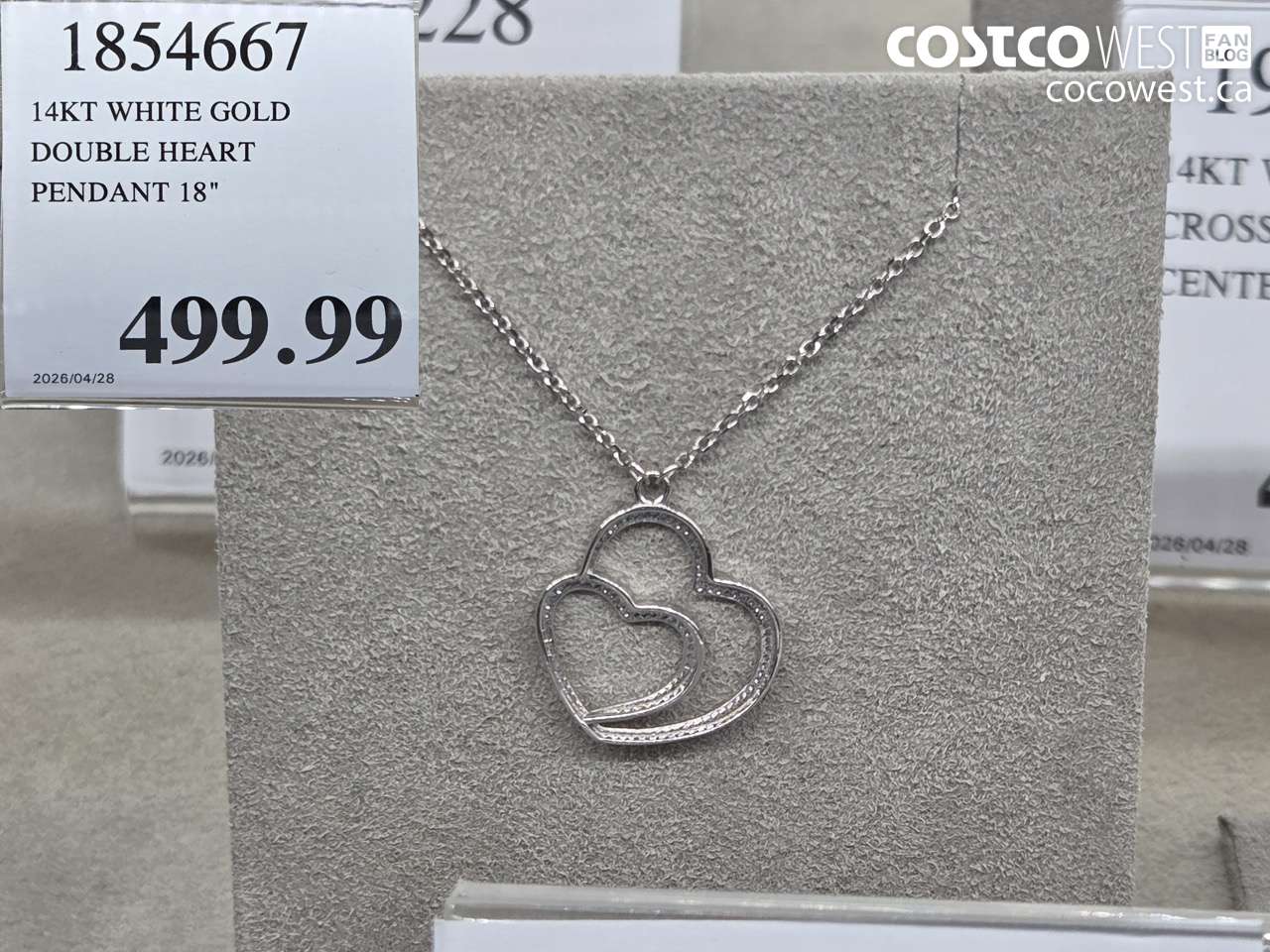 1854667 14KT WHITE GOLD DOUBLE HEART PENDANT 18