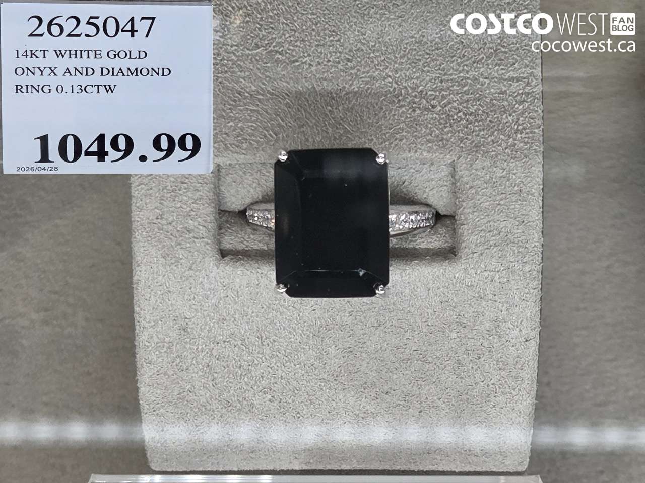 2625047 14KT WHITE GOLD ONYX AND DIAMOND RING 0.13CTW $1049.99