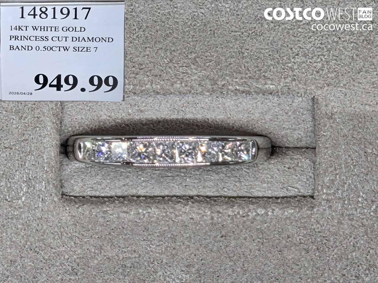 14819117 14KT WHITE GOLD PRINCESS CUT DIAMOND BAND 0.50CTW SIZE 7 $949.99