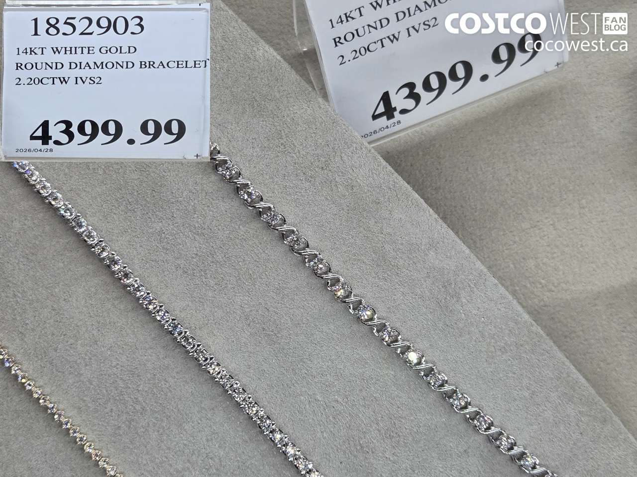 1852903 14KT WHITE GOLD ROUND DIAMOND BRACELET 2.20CTW IVS2 $4399.99