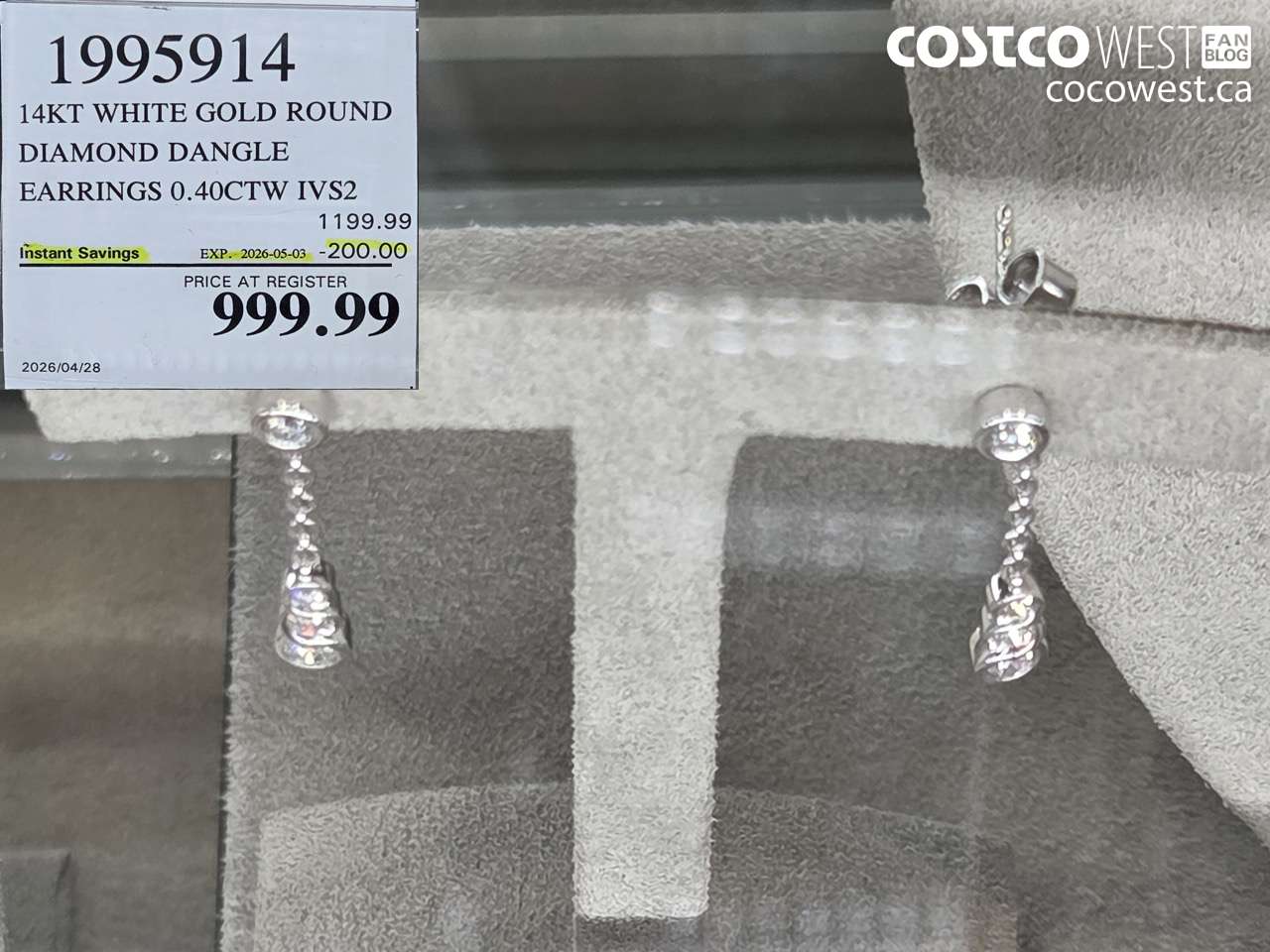 19959114 14KT WHITE GOLD ROUND DIAMOND DANGLE EARRINGS 0.40CTTW VS2 ($200.00 INSTANT SAVINGS EXPIRES ON 2026-05-03) $999.99