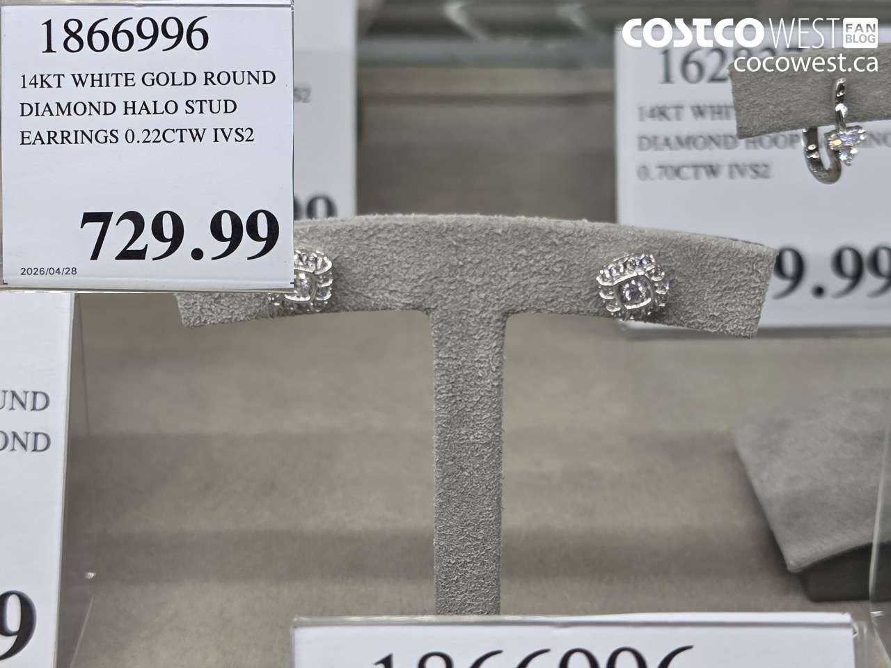 1866996 14KT WHITE GOLD ROUND DIAMOND HALO STUD EARRINGS 0.22CTW IVS2 $729.99