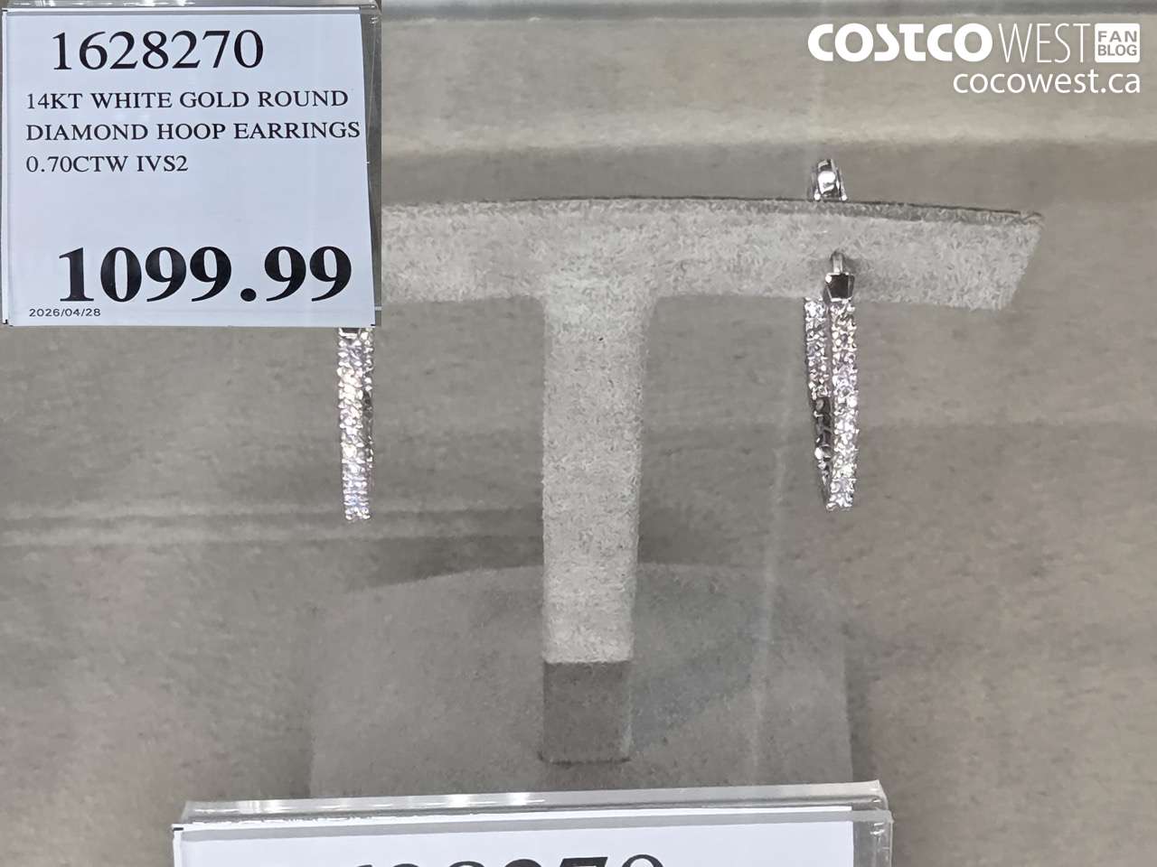 162870 14KT WHITE GOLD ROUND DIAMOND HOOP EARRINGS 0.70CTW IVS2 $1099.99