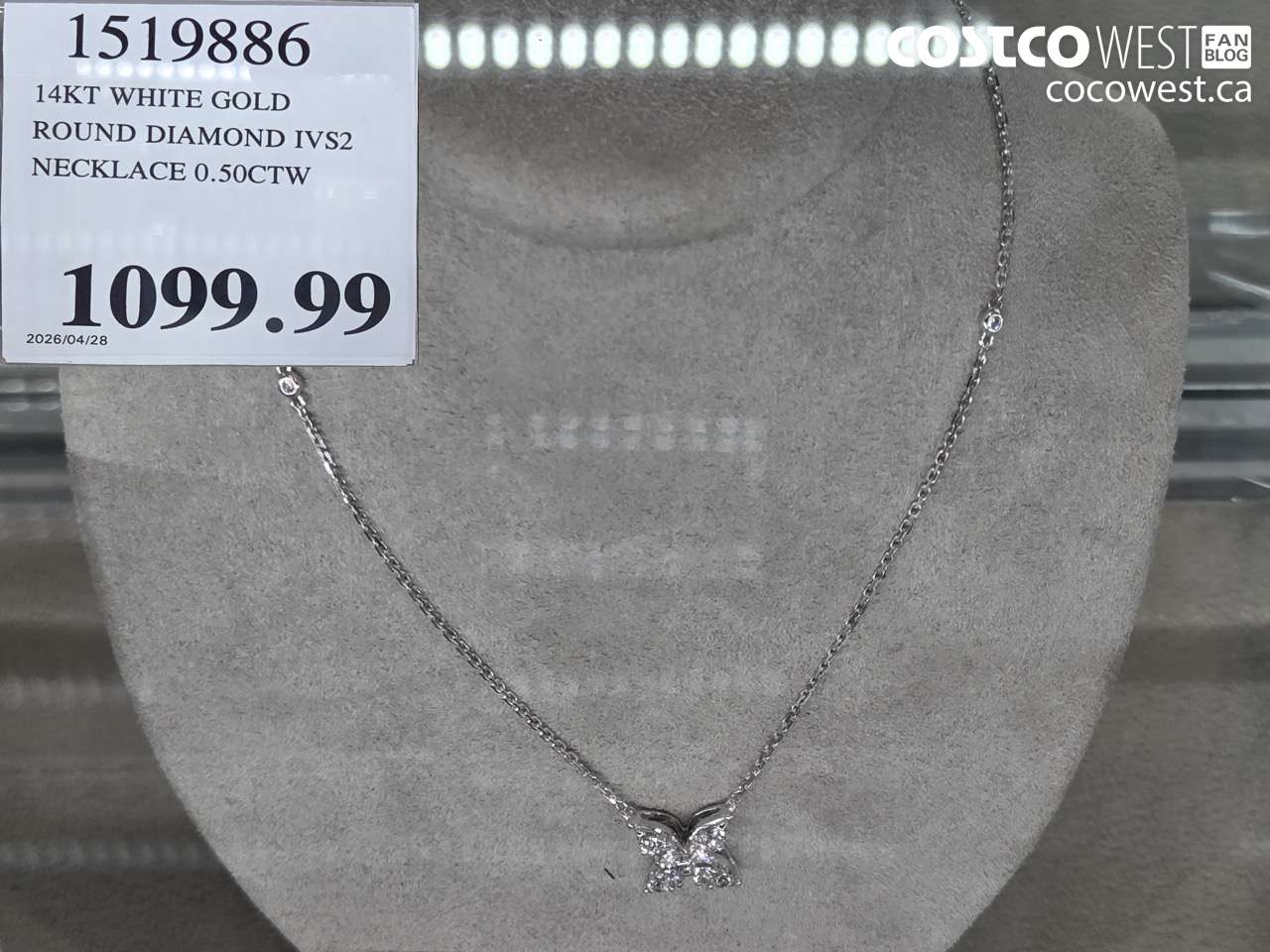 1519886 14KT WHITE GOLD ROUND DIAMOND IVS2 NECKLACE 0.50CTW $1099.99