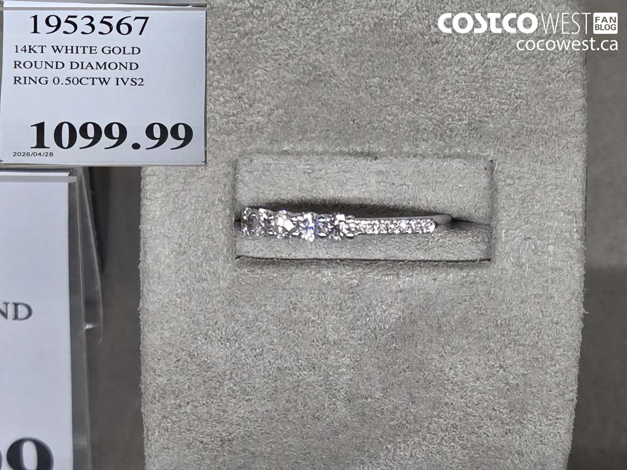 195355607 14KT WHITE GOLD ROUND DIAMOND RING 0.50CTW IVS2 $1099.99