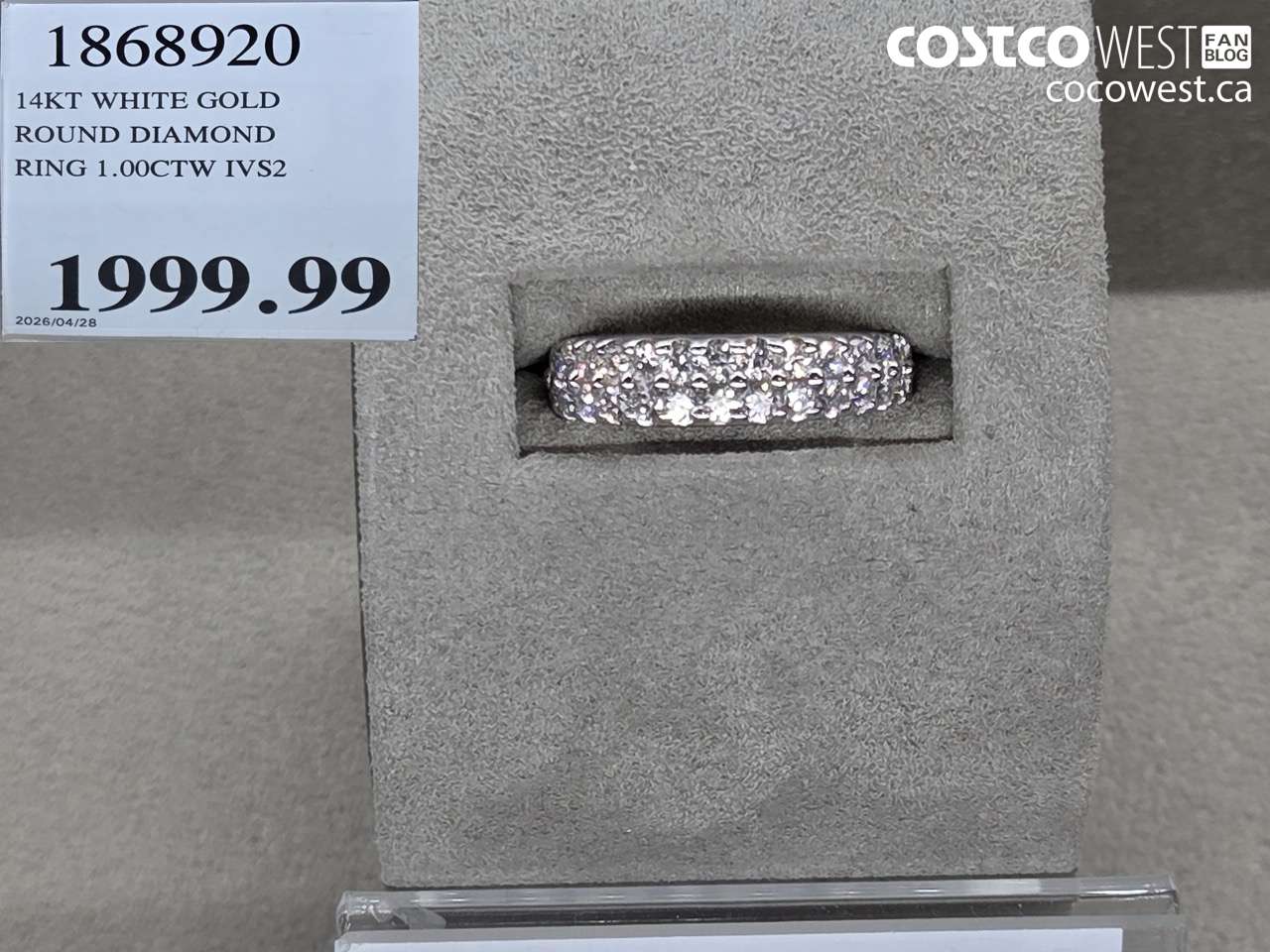 1868920 14KT WHITE GOLD ROUND DIAMOND RING 1.00CTW IVS2 $1999.99