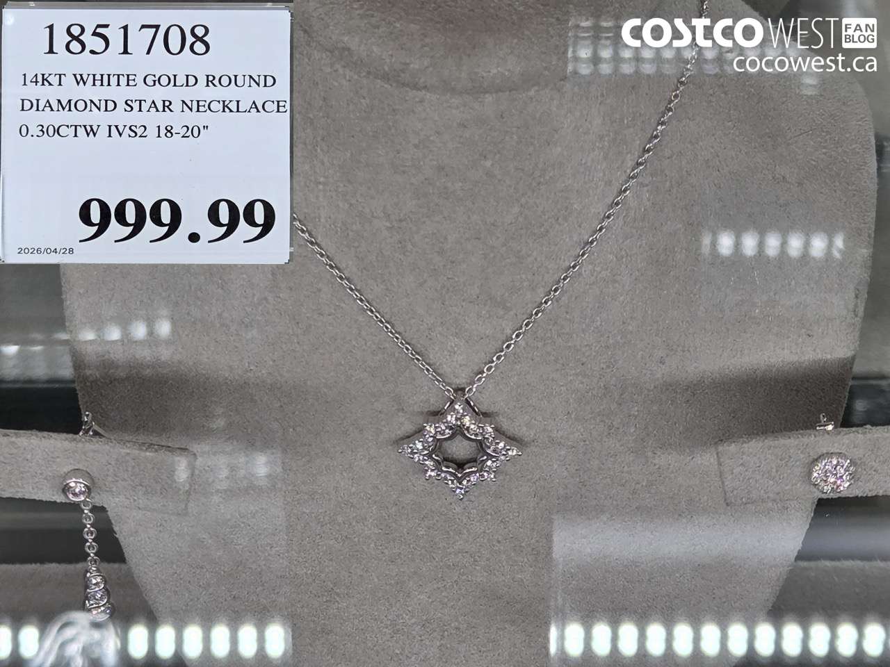1851708 14KT WHITE GOLD ROUND DIAMOND STAR NECKLACE 0.30CTW IVS2 18-20