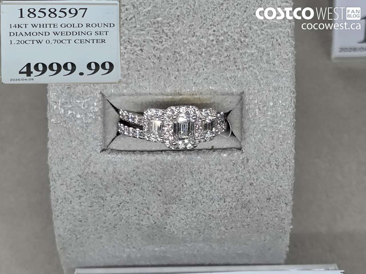 1858597 14KT WHITE GOLD ROUND DIAMOND WEDDING SET 1.20CTW 0.70CT CENTER $4999.99